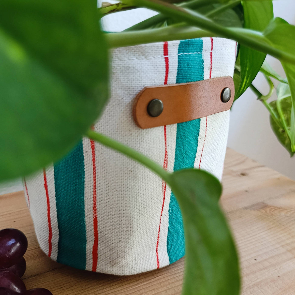 Striped Canvas Planter, Modern Indoor Plant Pot Cover
