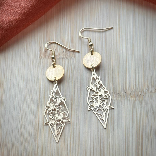 18k Gold Plated Lily Flower Earrings