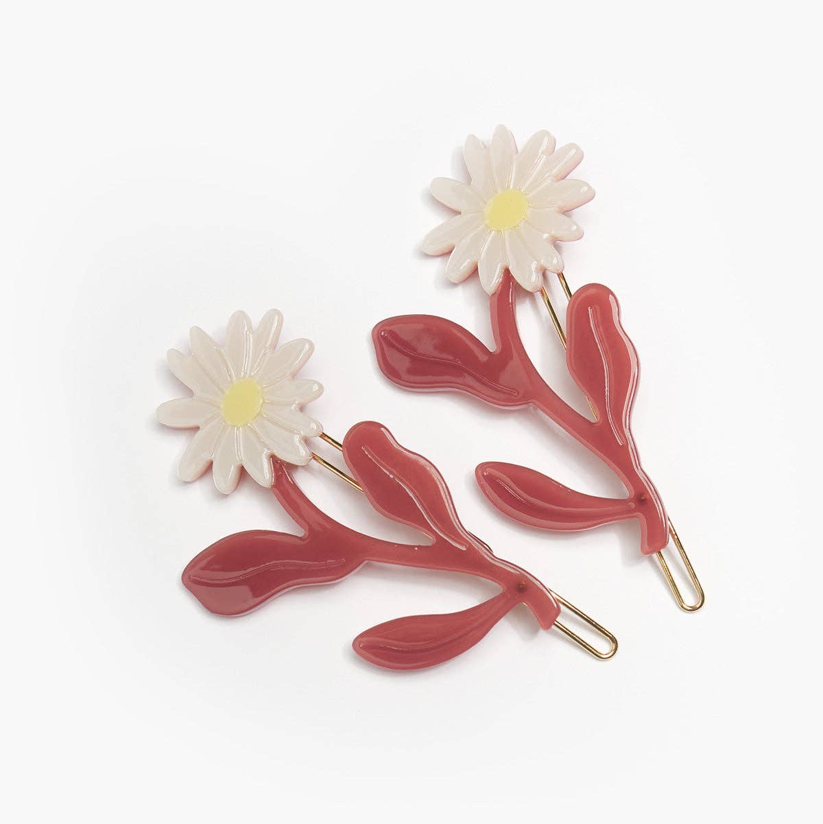 Marguerite Barrette Set - Daisy Flower Acetate Hair Clips