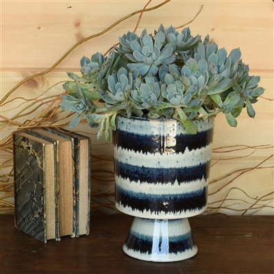 Toku Chalice, Ceramic - Indigo Stripe