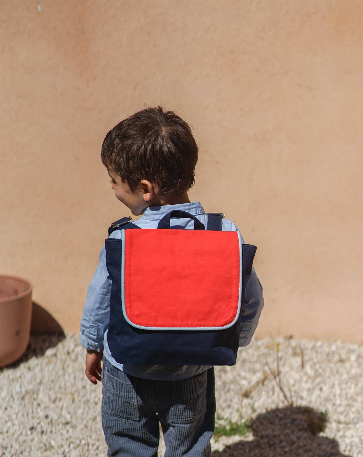 RED/NAVY BLUE RECTANGLE CHILDREN'S BACKPACK