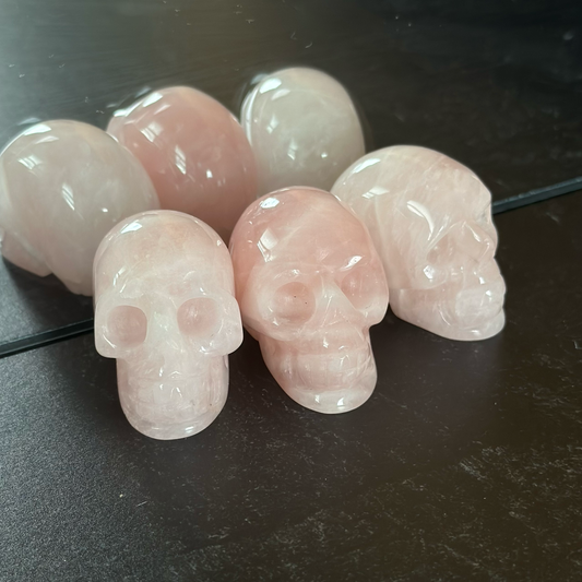 Rose Quartz Hand-Carved Skull - 2" (Crystals & Stones)