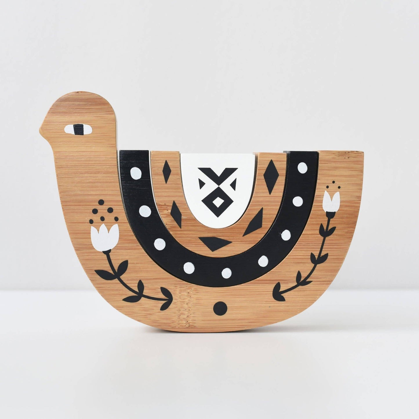 Bamboo Nesting Bird - Wooden Stacker Puzzle Toy