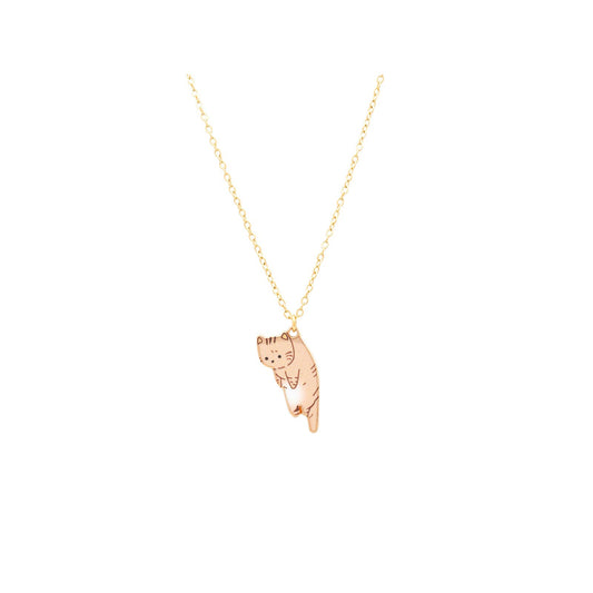Lazy Cat Enamel Charm Pendant Animal Pet Necklace Children
