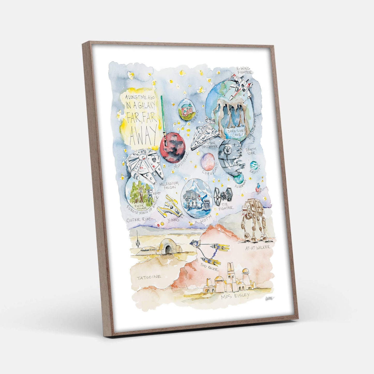 Star Galaxy Watercolor Story Map Art Print
