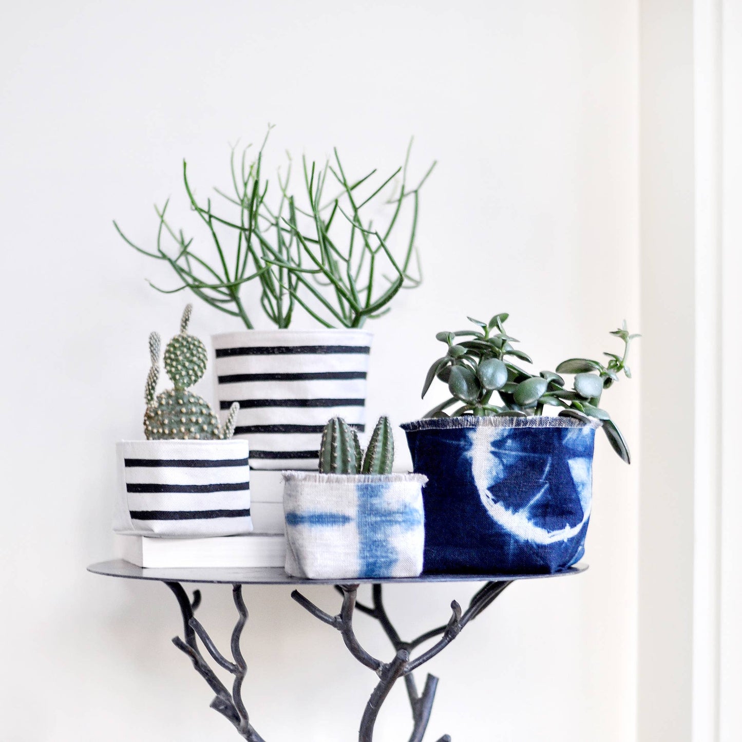 Black Stripe Canvas Planter—4"