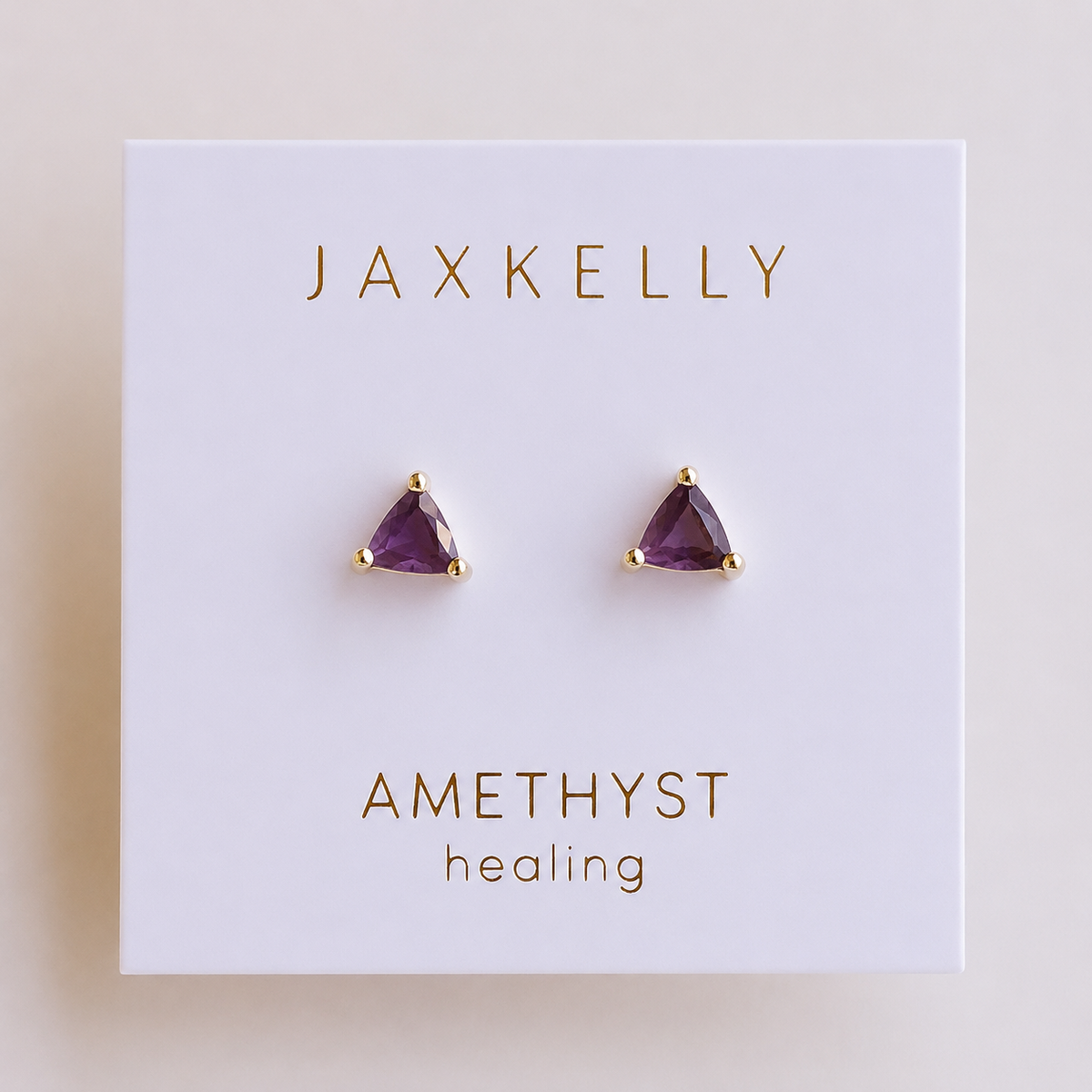 Mini Energy Gem - Amethyst - Gold Earrings