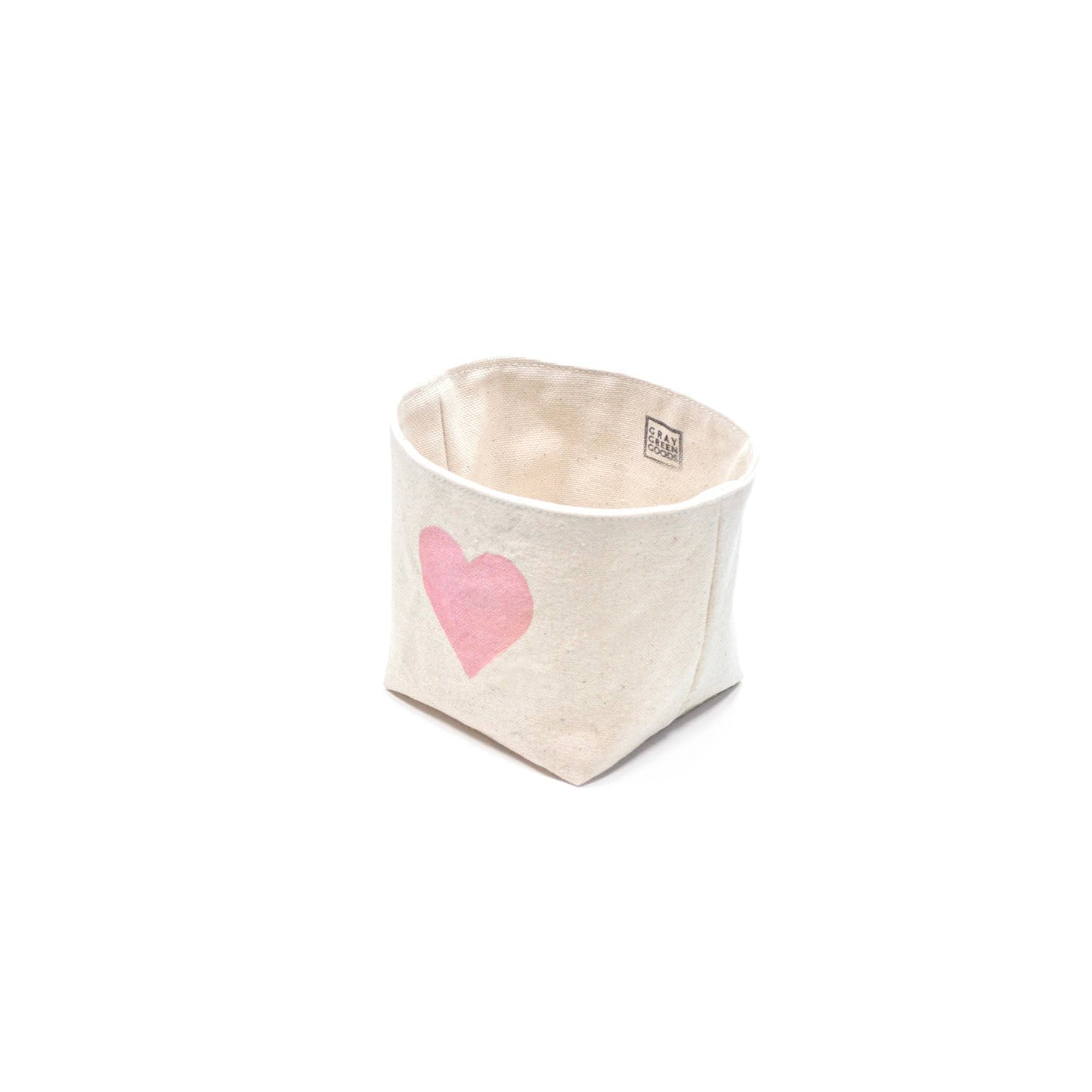 Heart Blockprint Fabric Planter—4"