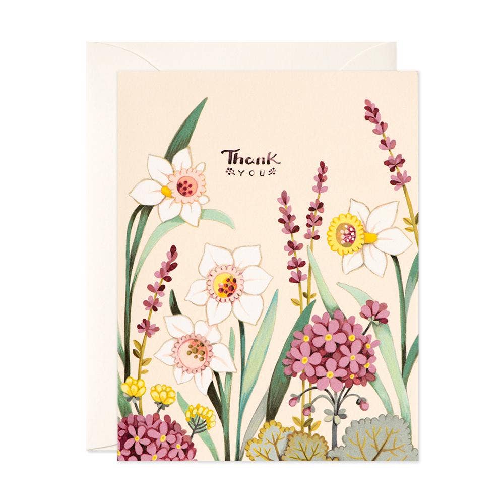 Cream Floral Thank You Greeting Card