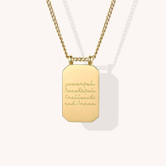 Powerful, Beautiful, Brilliant, and Brave - inspire necklace