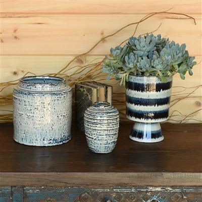 Toku Chalice, Ceramic - Indigo Stripe