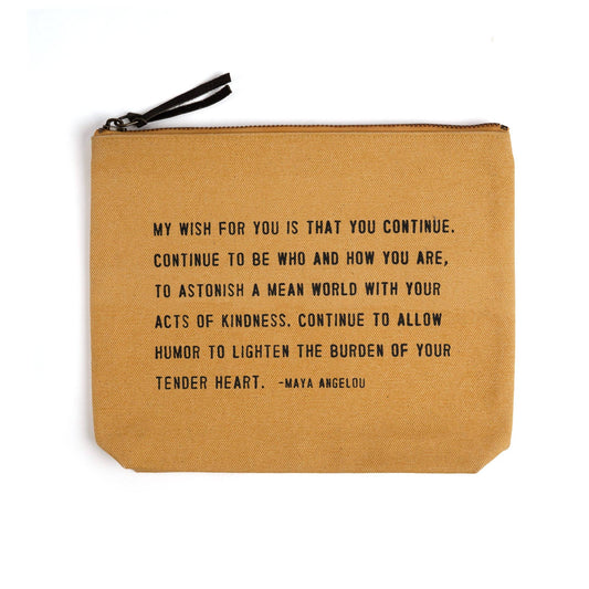 My Wish For You (Maya Angelou) Canvas Zip Bag- Sunflower