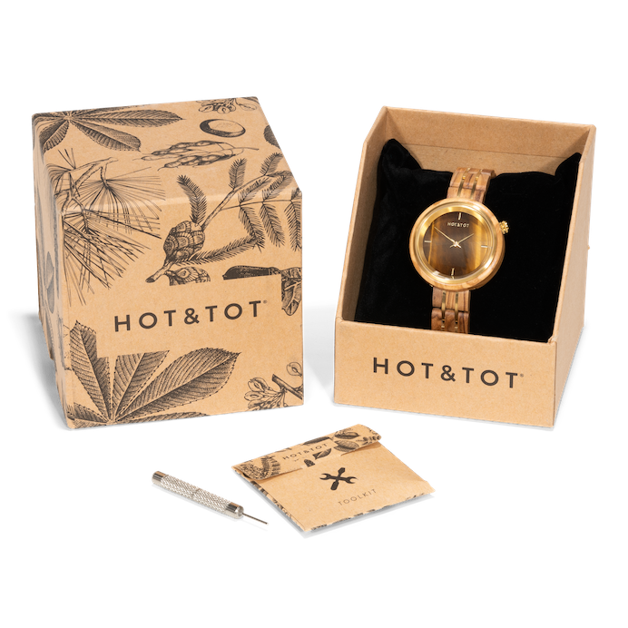 AVALON | Wood watch women | Tiger's eye Stone | Sustainable