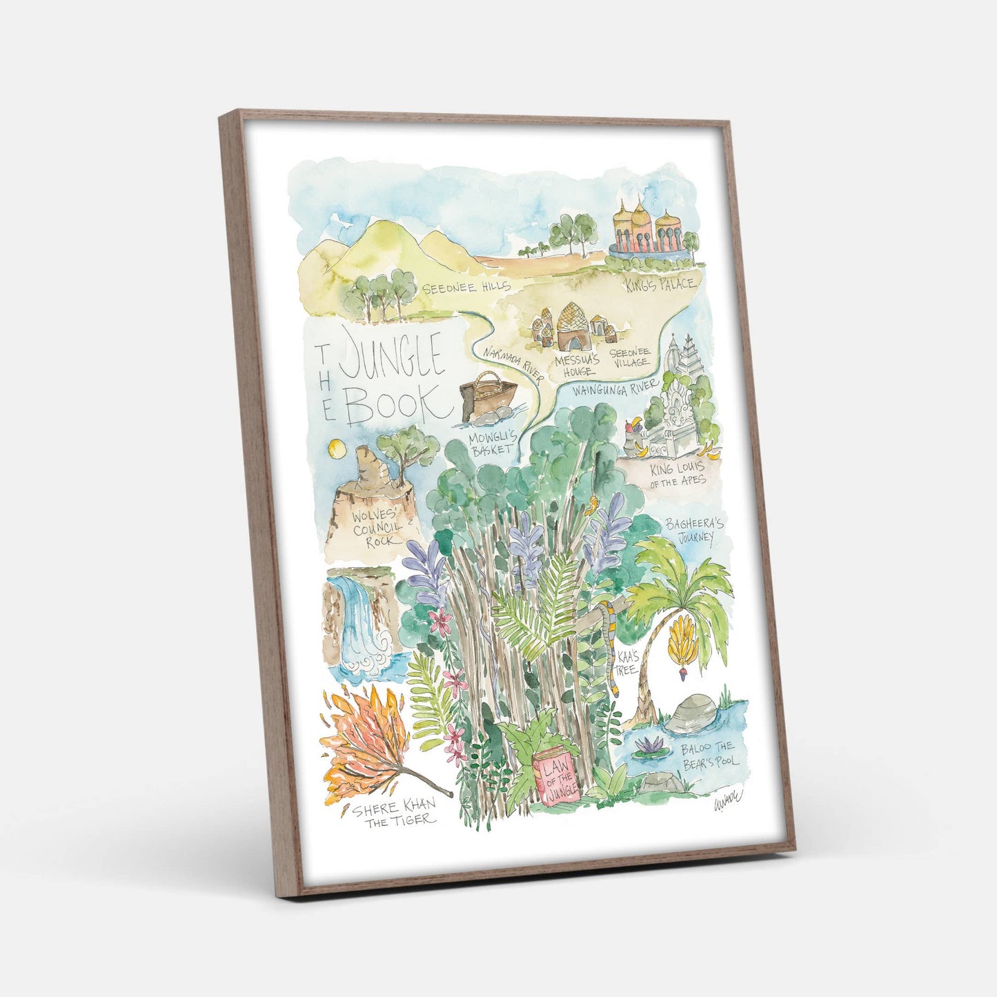 The Jungle Book Watercolor Story Map Print