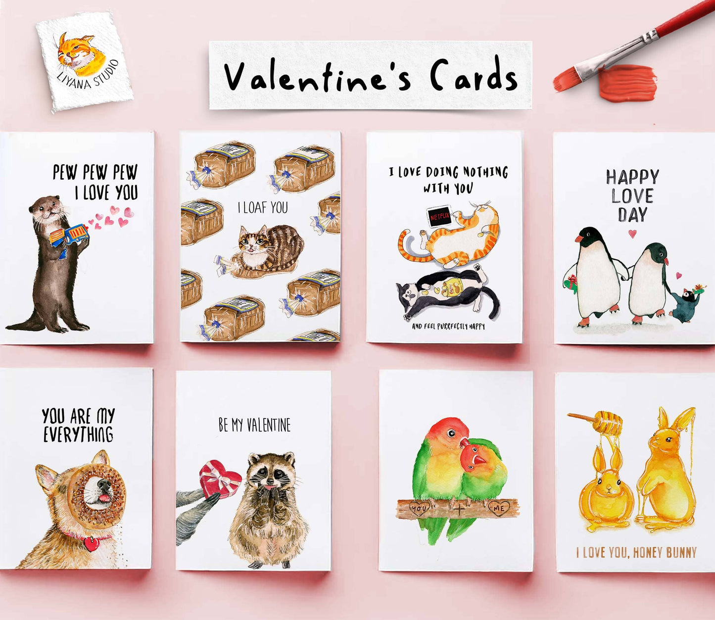 Pew Pew Love Otter - Funny Valentines Day Card