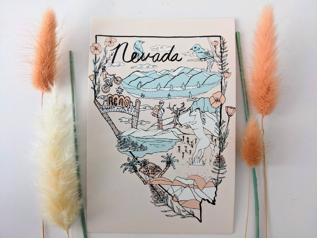 Nevada State Postcard, Nevada Postcard, Nevada Card