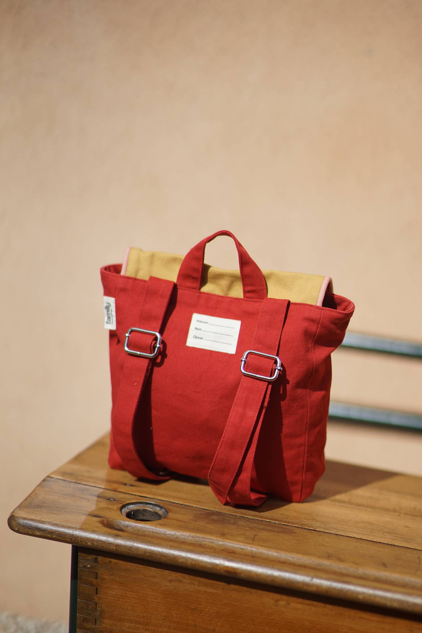 MUSTARD/BRICK RECTANGULAR CHILDREN'S BACKPACK