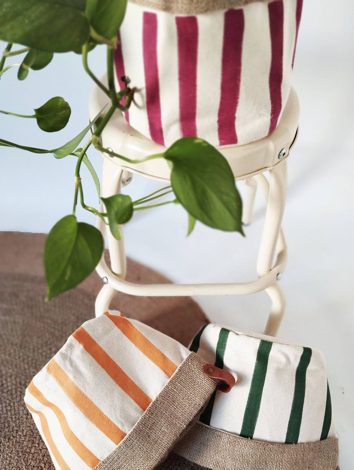 Medium Indoor Planter with Stripes