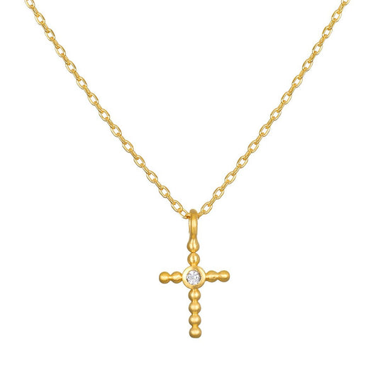 Precious Faith White Topaz Cross Necklace 16"