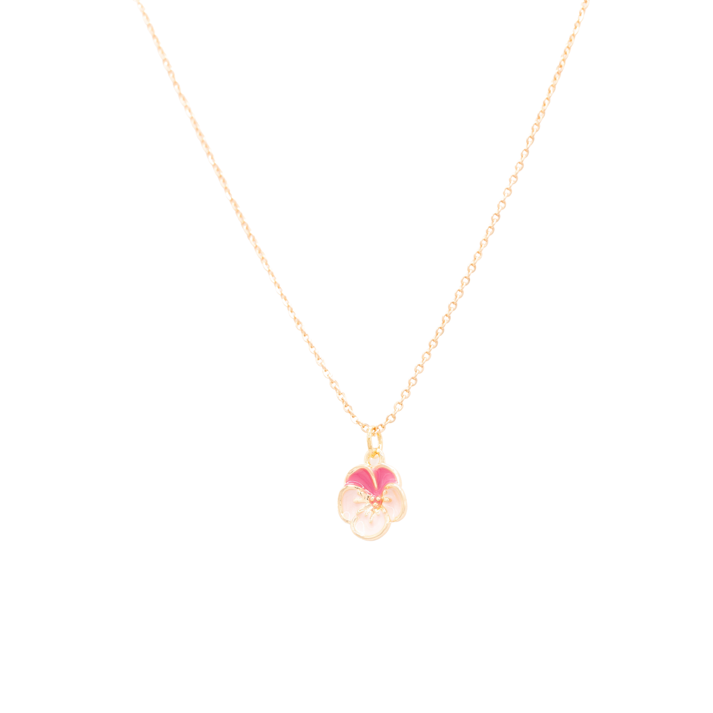 Plumeria Pink Enamel Flower Charm Necklace Children’s