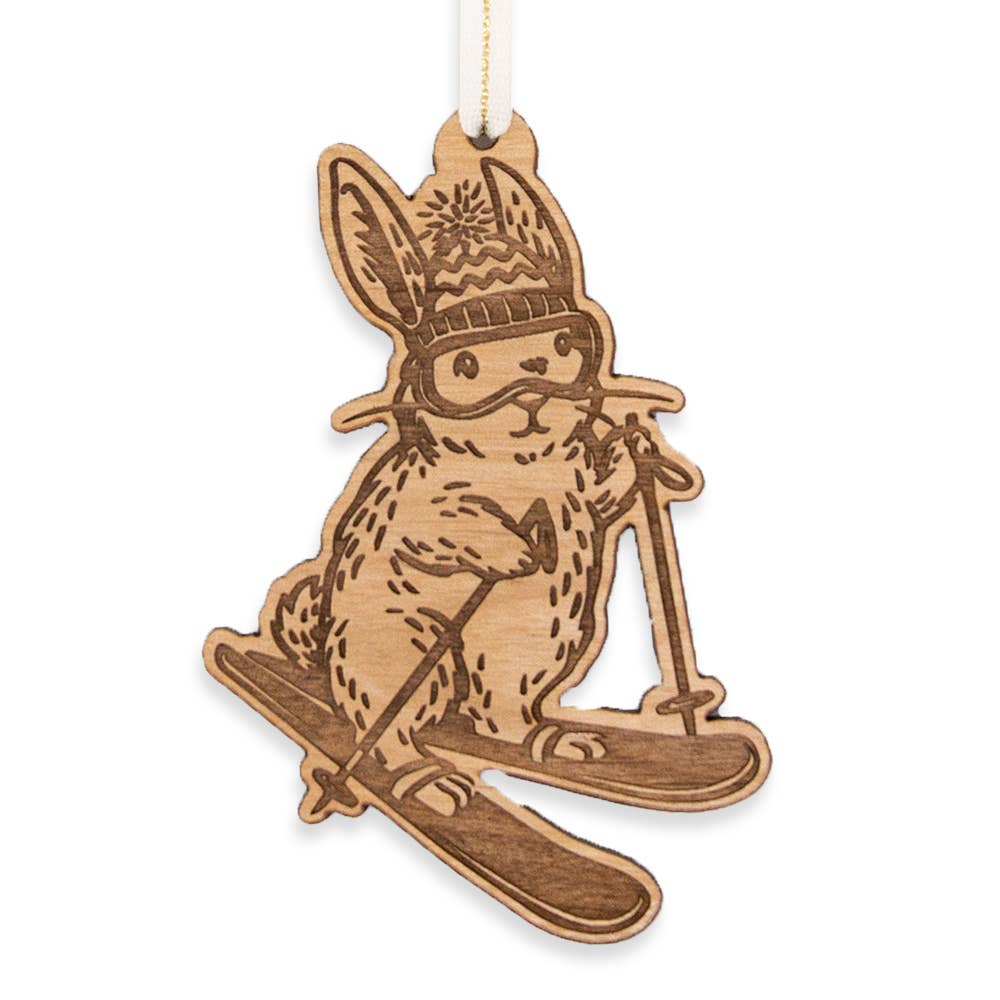 Ski Bunny Wood Ornament