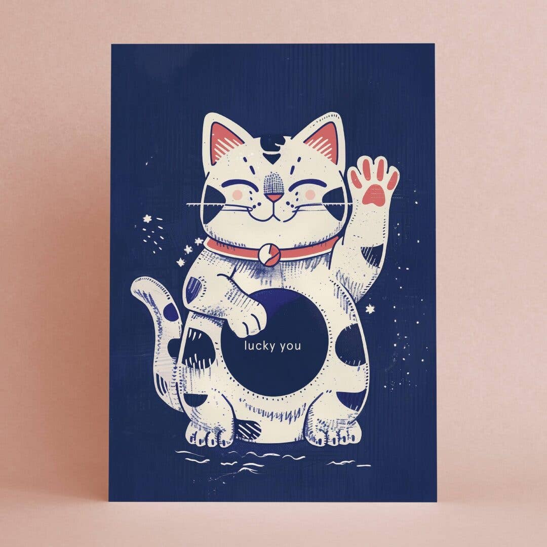 Lucky Cat | Everyday Greeting Card | Good luck card