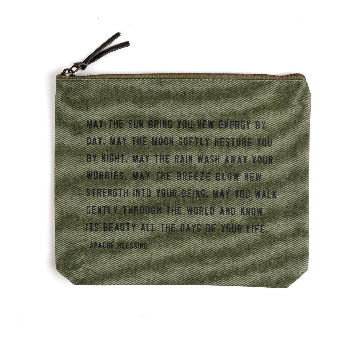 May The Sun Bring You (Apache Blessing) Canvas Zip Bag- Rosemary