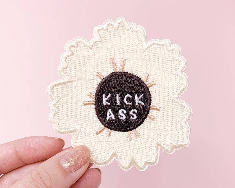 Kick Ass Patch- Embroidered Iron-on Feminist Art