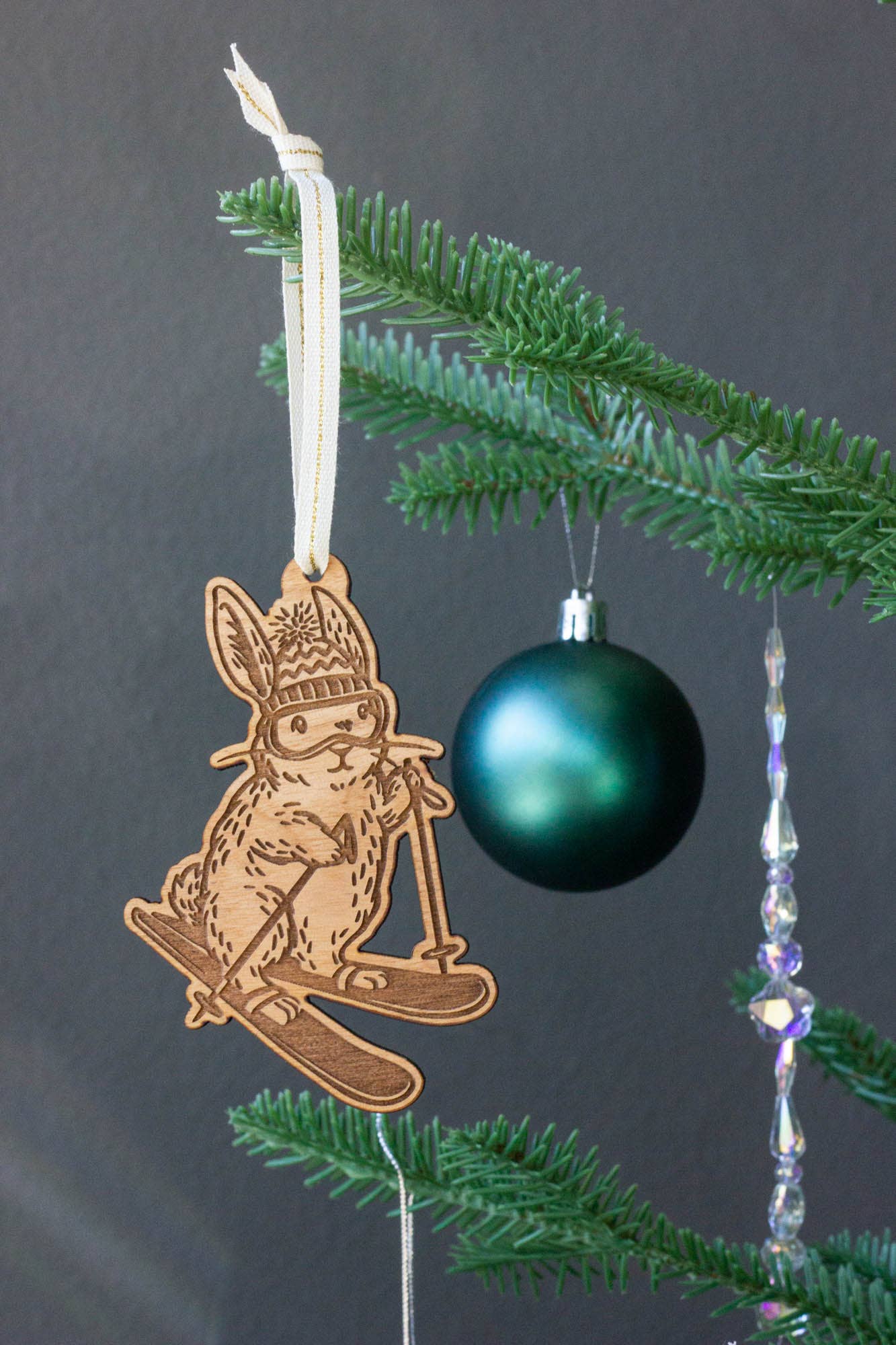 Ski Bunny Wood Ornament