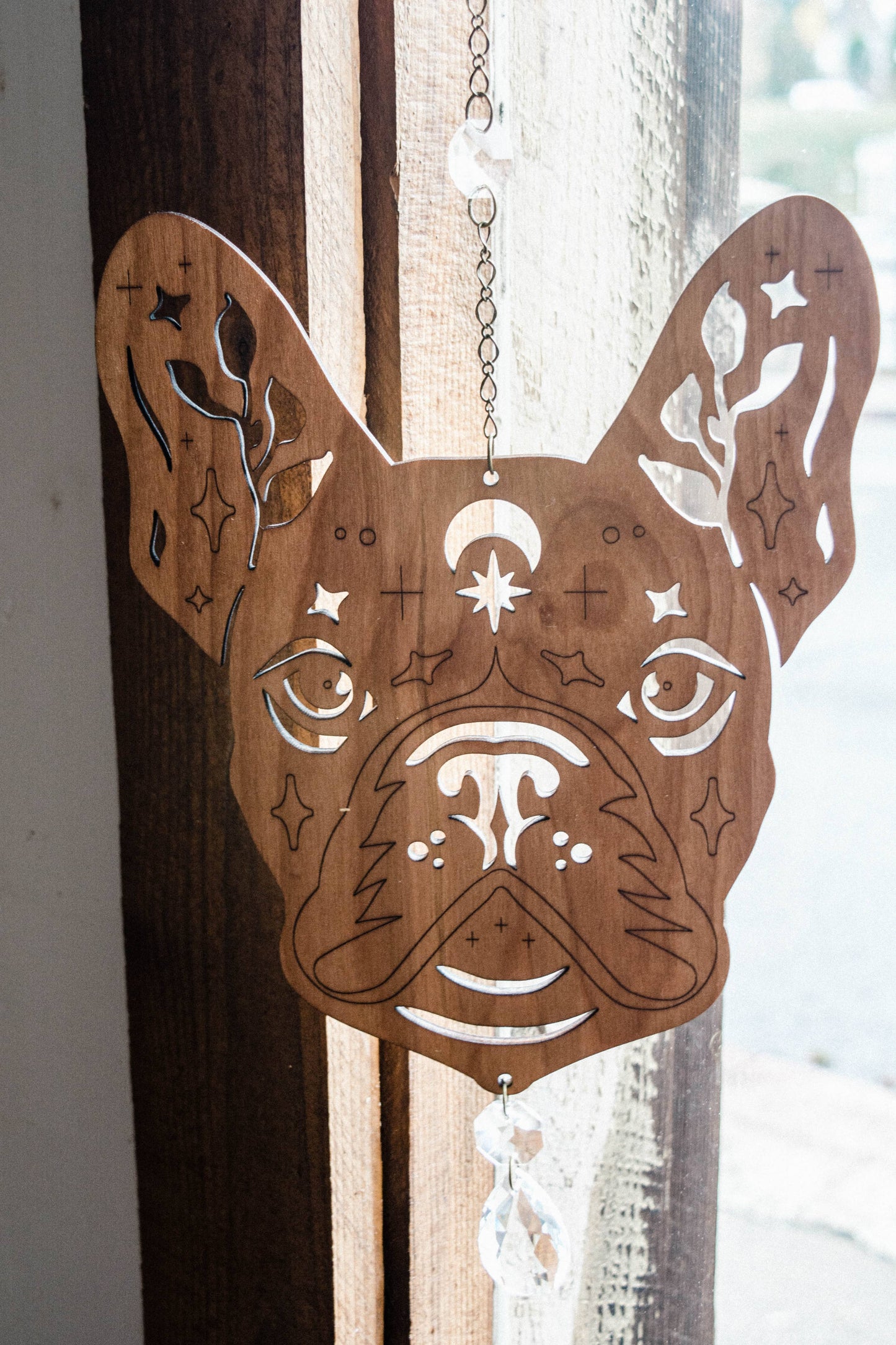 French Bulldog Wooden Wall Hanging Frenchie Suncatcher