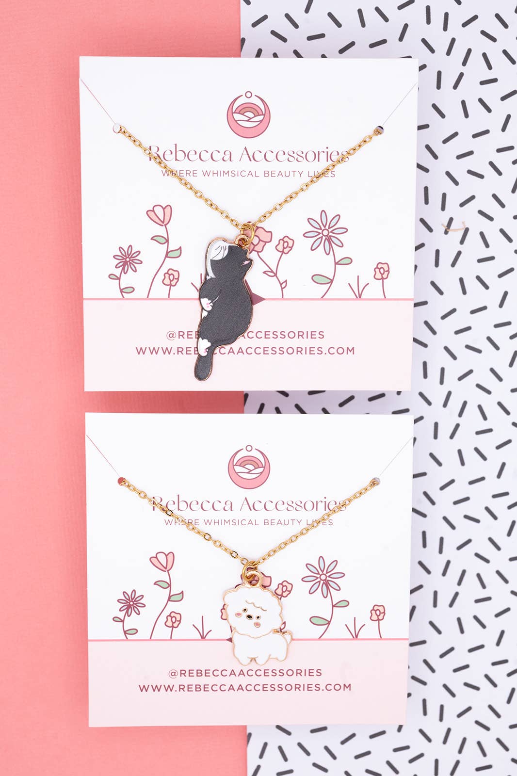 White Dog Enamel Charm Necklace Pet Animal Gift Children