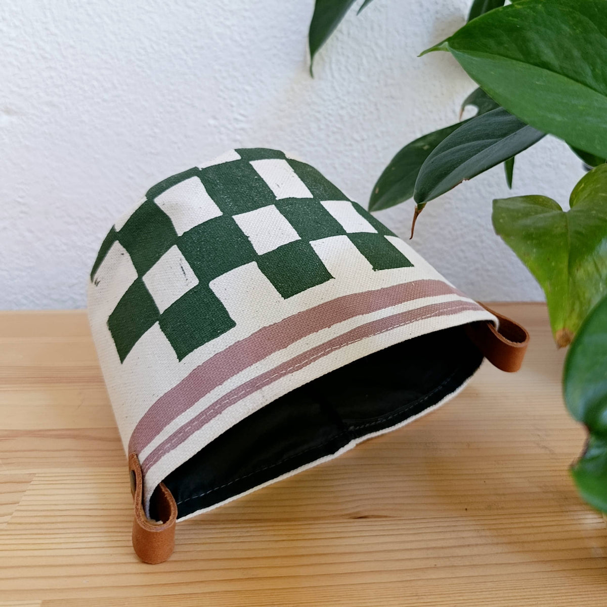 Checkerboard Canvas Planter, Graphic Home Decor