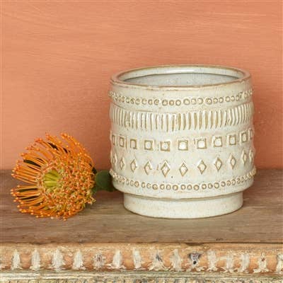 Peru Cachepot, Ceramic - Sm - White