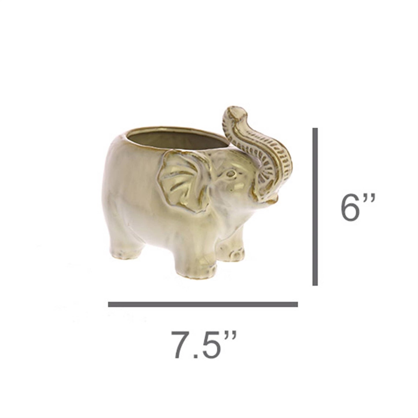 Elephant Cachepot, Ceramic - Fancy White
