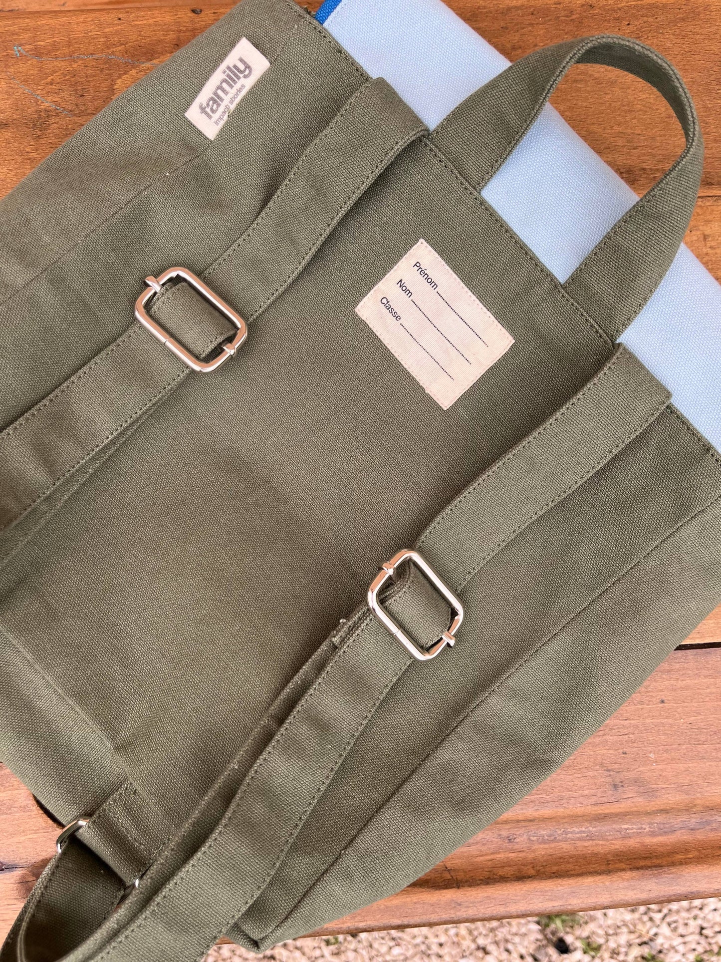 SKY BLUE/OLIVE GREEN RECTANGLE CHILDREN'S BACKPACK