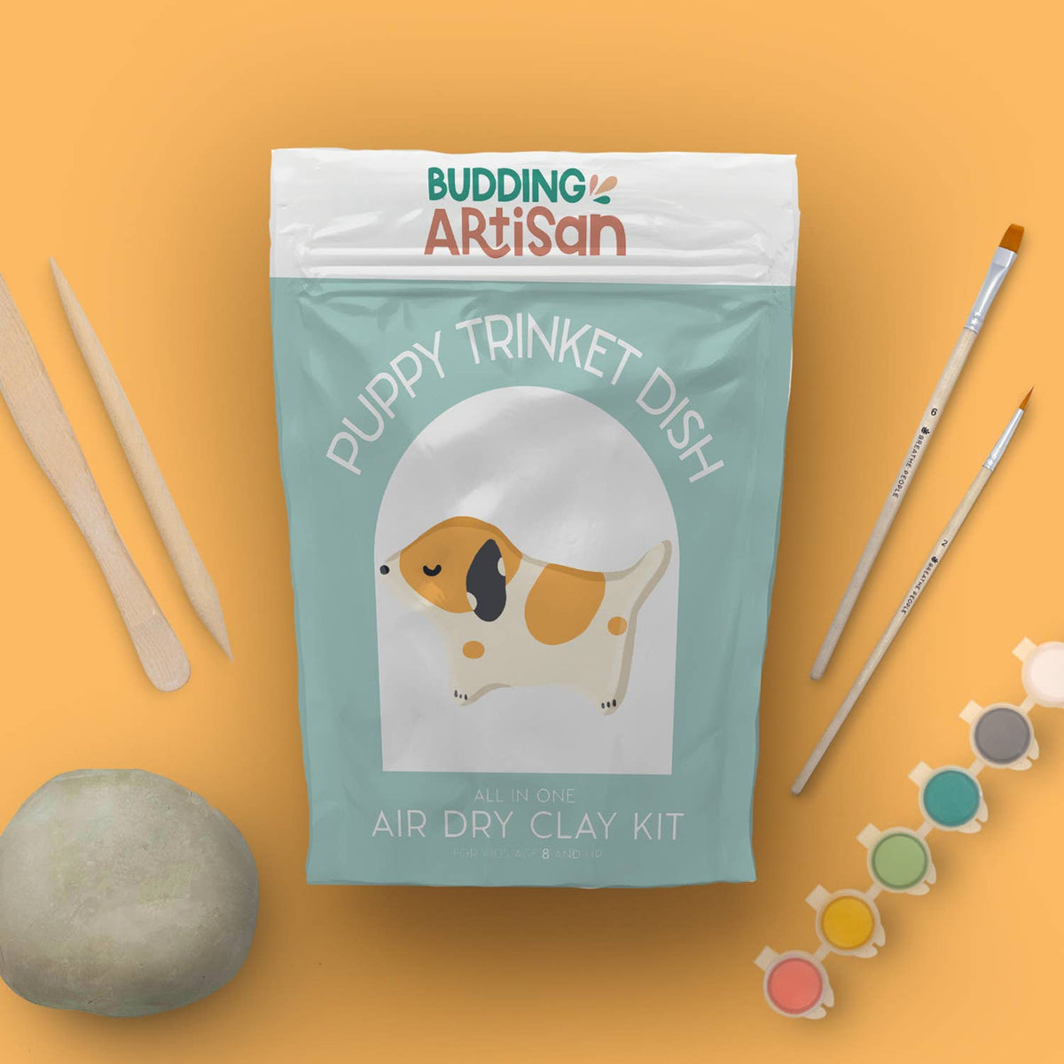 Puppy Trinket Dish Kids Air Dry Clay Kit All in One Activity