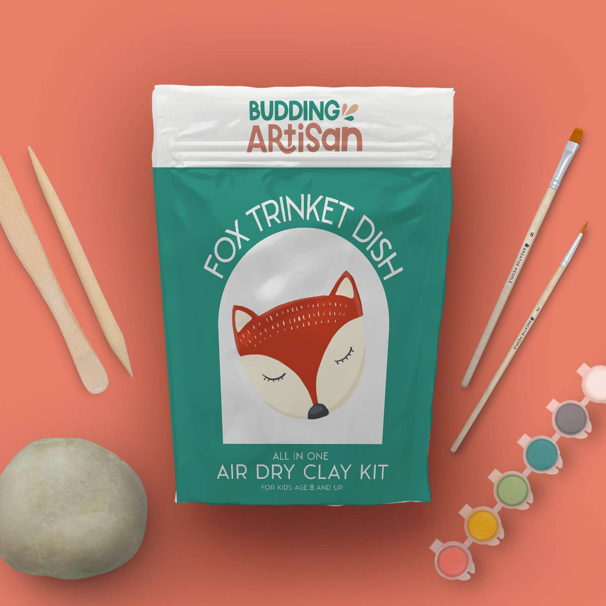 Fox Trinket Dish Kids Air Dry Clay Kit- All in One Activity