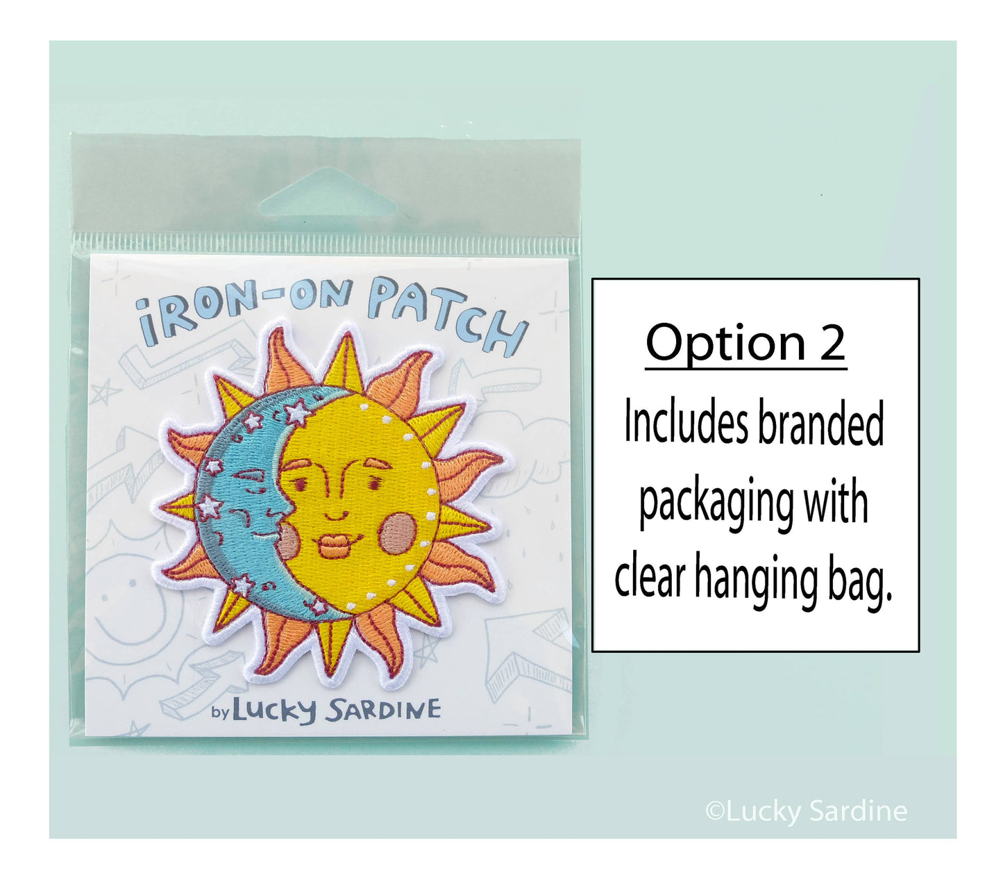 Celestial Sun & Moon, Cosmic Stars Embroidered Iron-On Patch