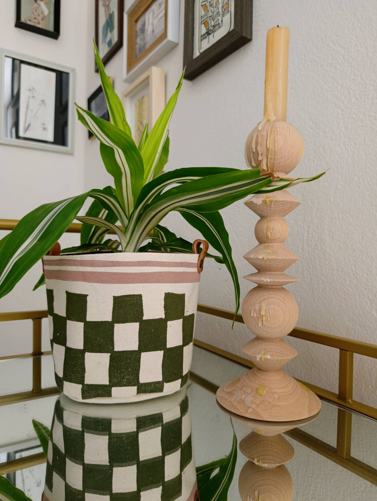 Checkerboard Canvas Planter, Graphic Home Decor