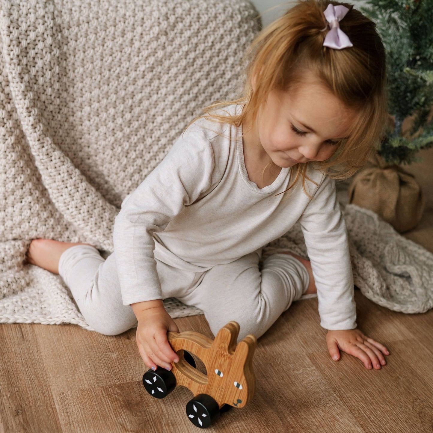 Bunny Push Toy - Wooden Roll Along Toy for Baby & Toddler