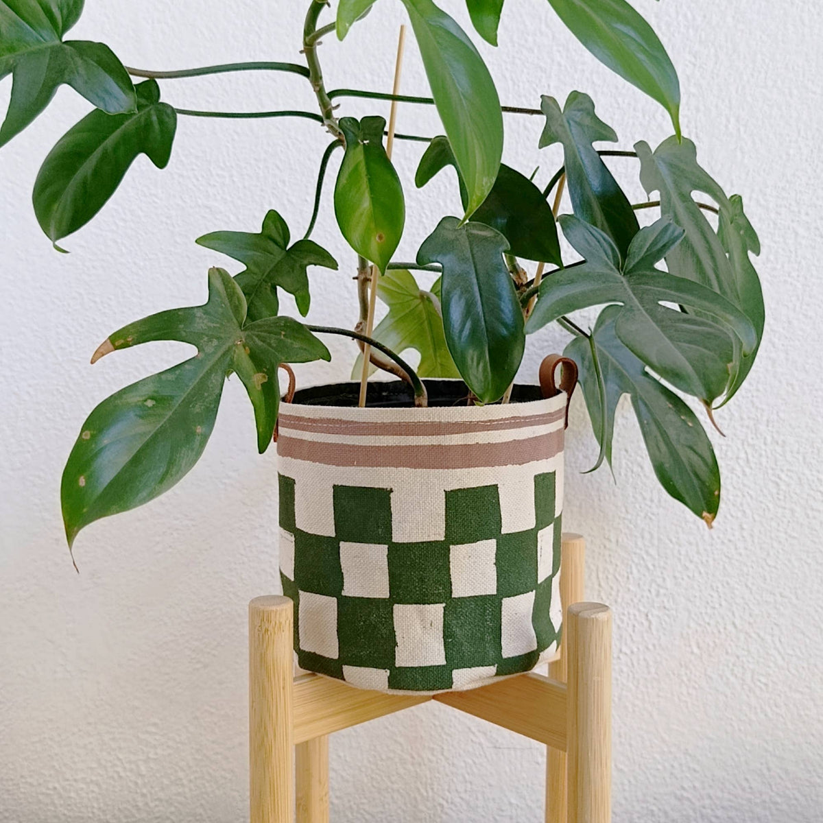 Checkerboard Canvas Planter, Graphic Home Decor