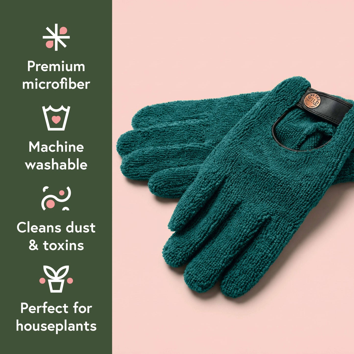 Microfiber Leaf Cleaning Gloves - Green