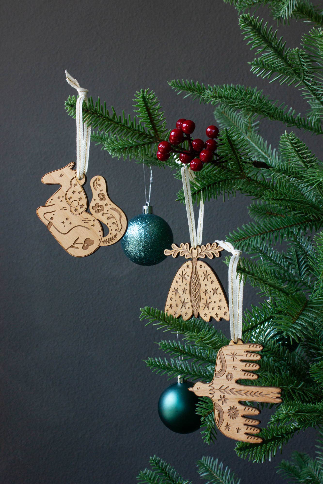 Starry Moth Wood Ornament