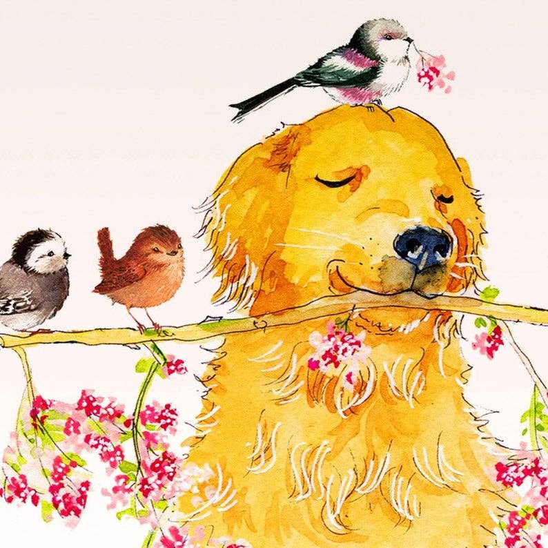 Spring Bird Dog - Easter Card