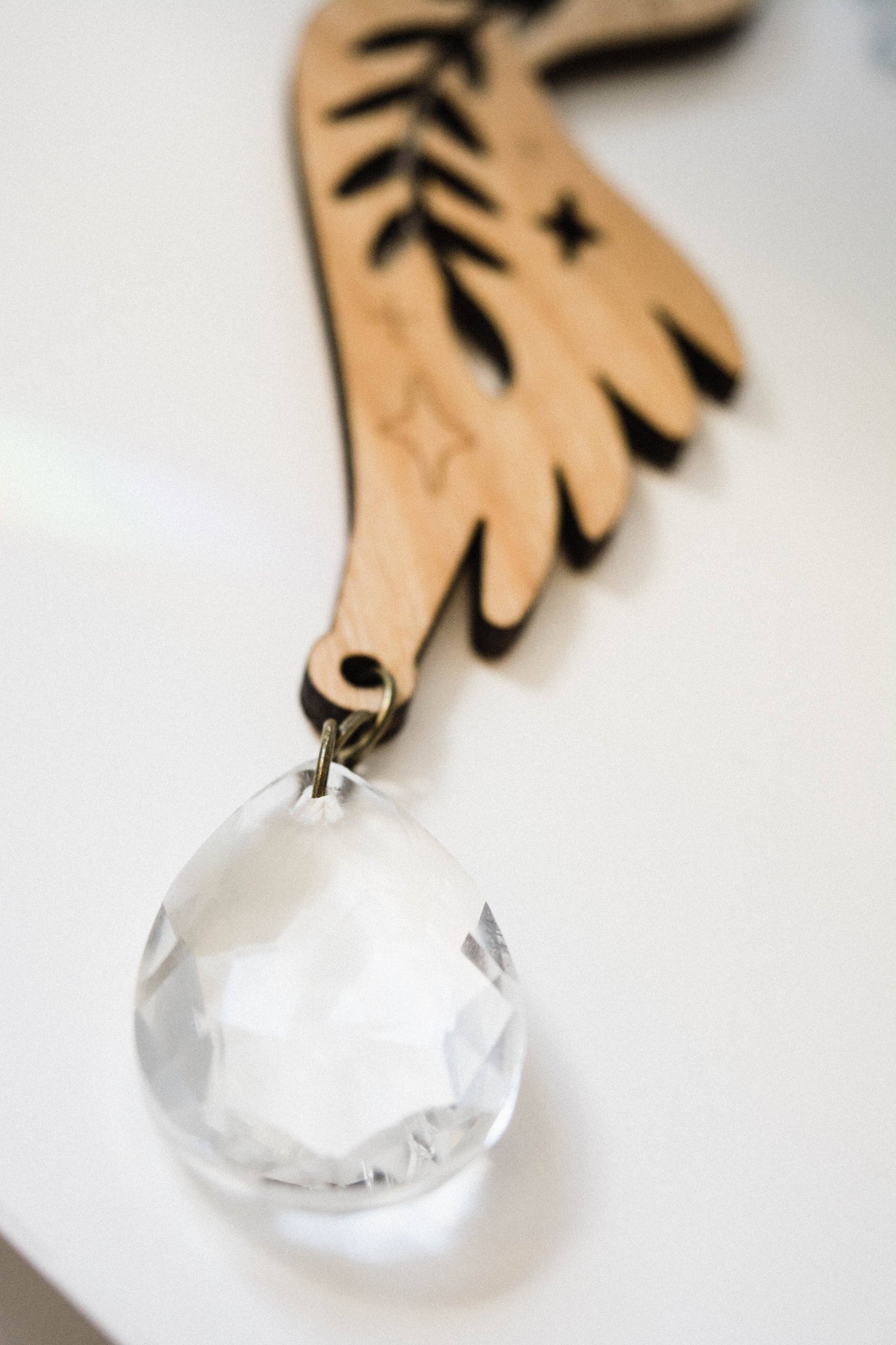 Humming Bird Wooden Hanging Suncatcher w/ Crystal Prisms