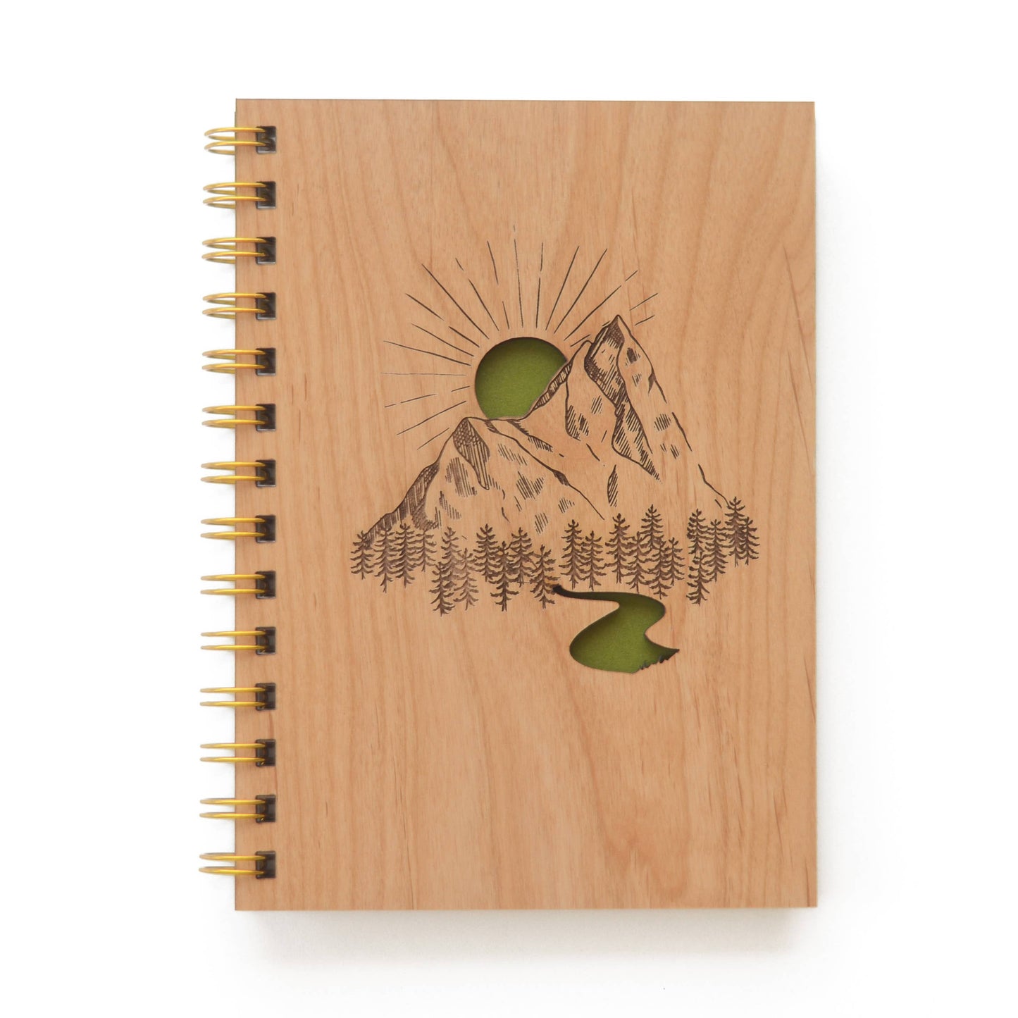 Mountain Scene Wood Journal