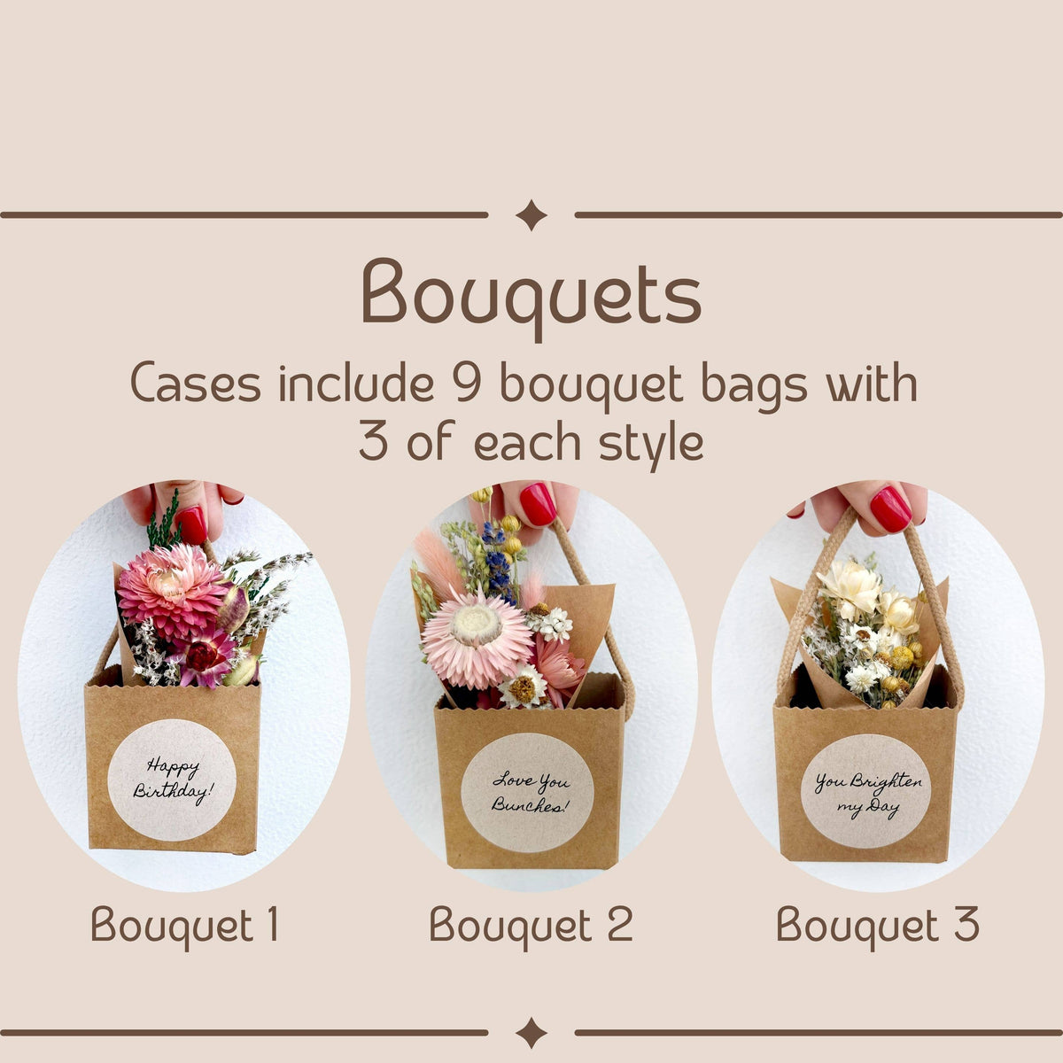 Mini Dried Flower Bouquet Bag Mix With Gift Message