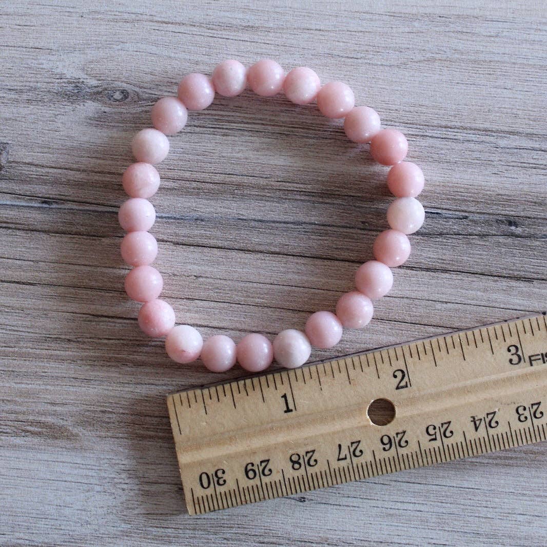 Pink Opal Bracelet 8mm or 6mm - Crystals & Stones