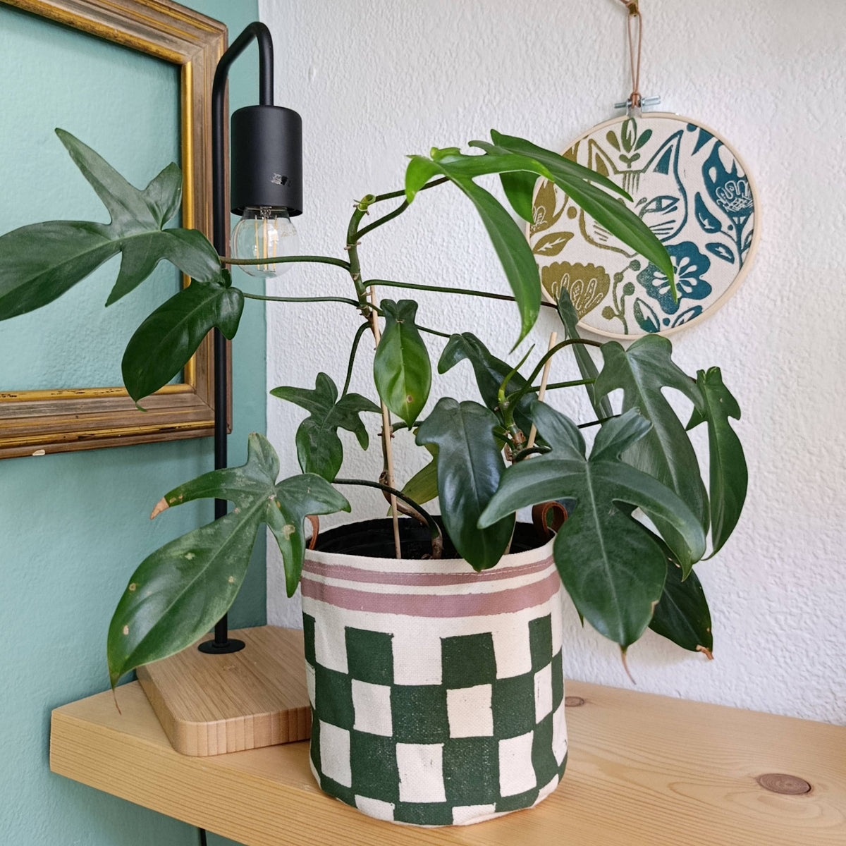 Checkerboard Canvas Planter, Graphic Home Decor