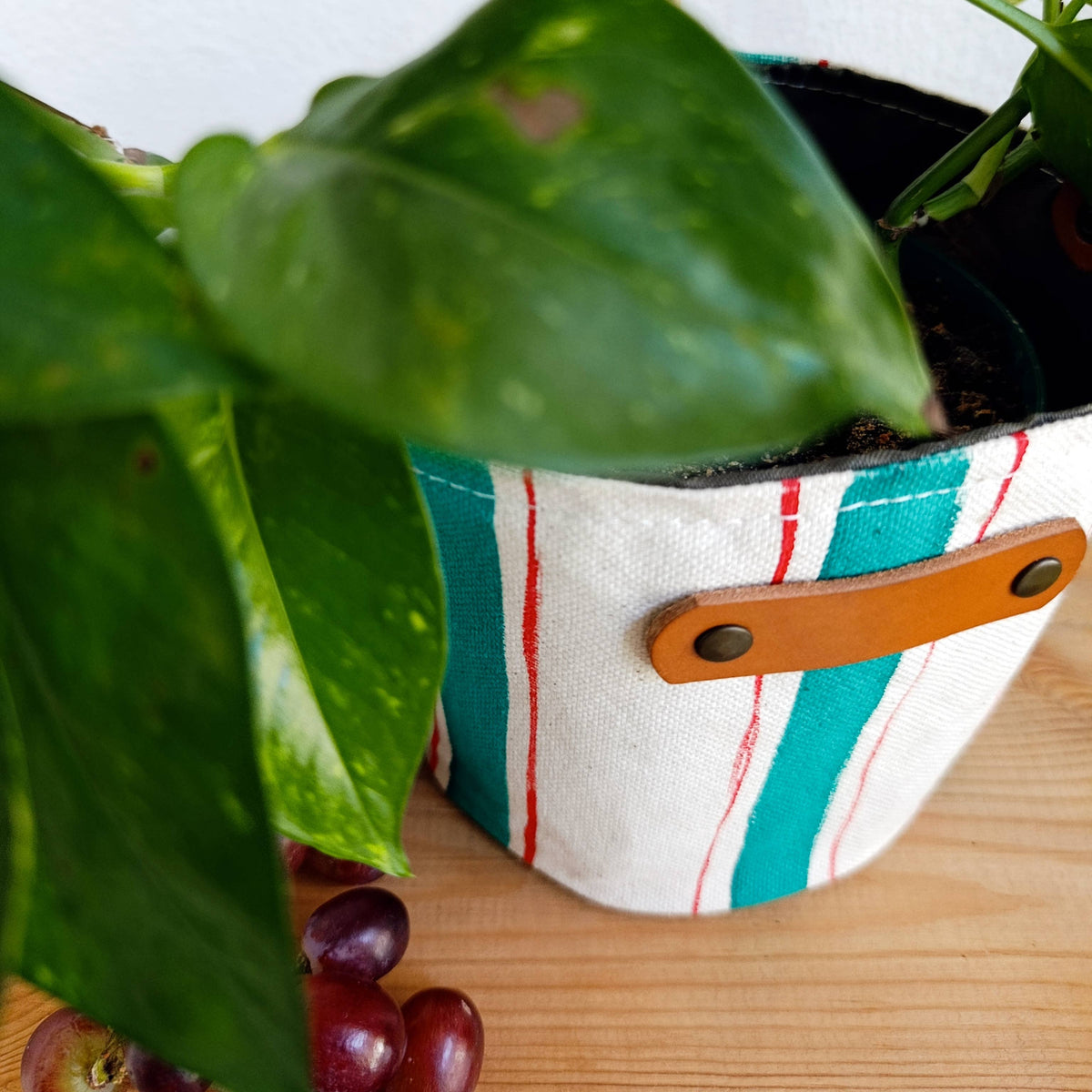 Striped Canvas Planter, Modern Indoor Plant Pot Cover